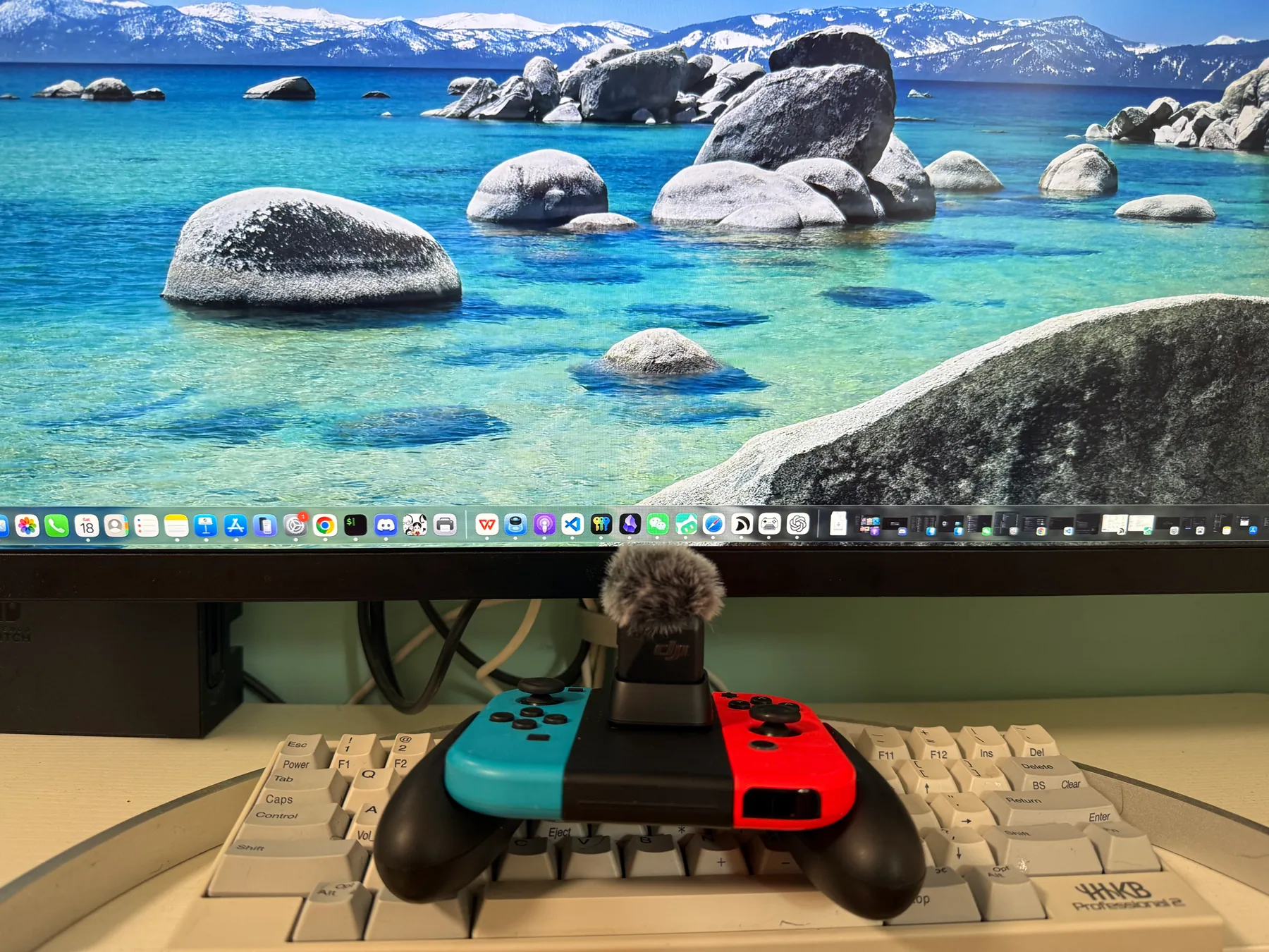 我已经搭建并跑通的家庭 AI 环境:大屏幕、麦克风、Joy-Con 和键盘